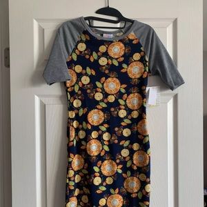 Lularoe Raglan Julia Dress Size XXS Gray Floral